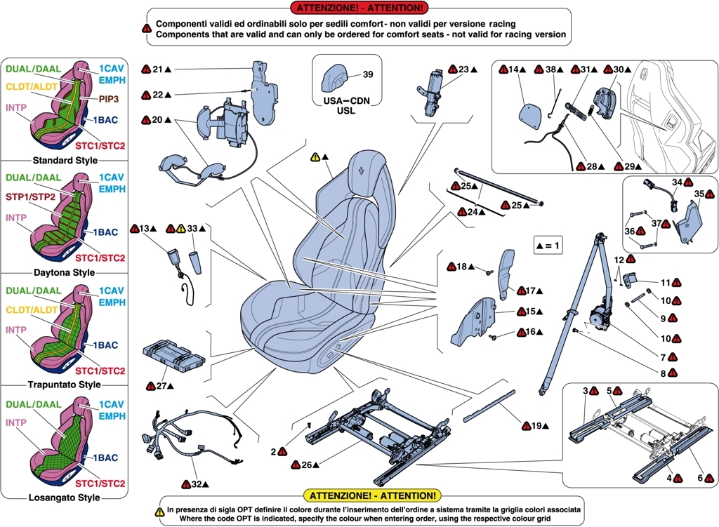 FRONT SEATS – SAFETY BELTS – GUIDES – MOVEMENT