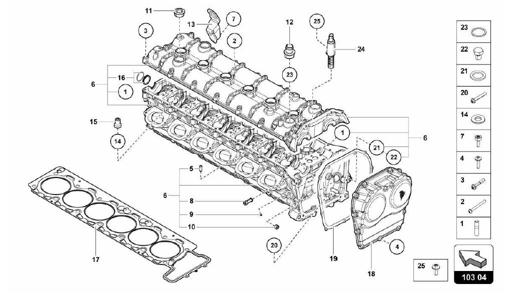 103.04.00-RIGHT CYLINDER HEAD AND COVER