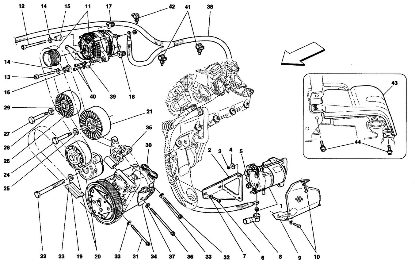 ALTERNATOR STARTING MOTOR AND AC COMPRESSOR