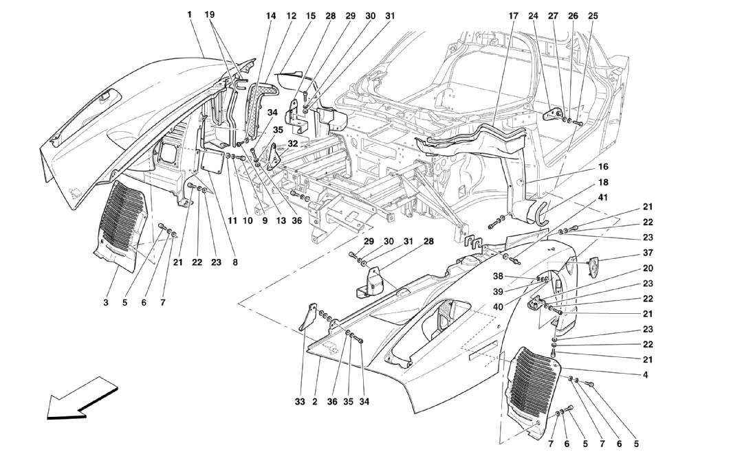 FRONT - OUTER TRIMS AND WHEELHOUSE