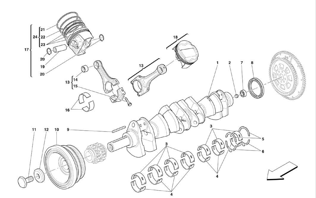 DRIVING SHAFT - CONNECTING RODS AND PISTONS