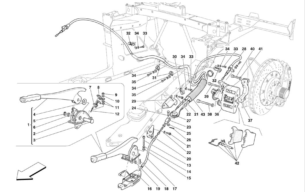 HAND-BRAKE CONTROL AND CALIPER