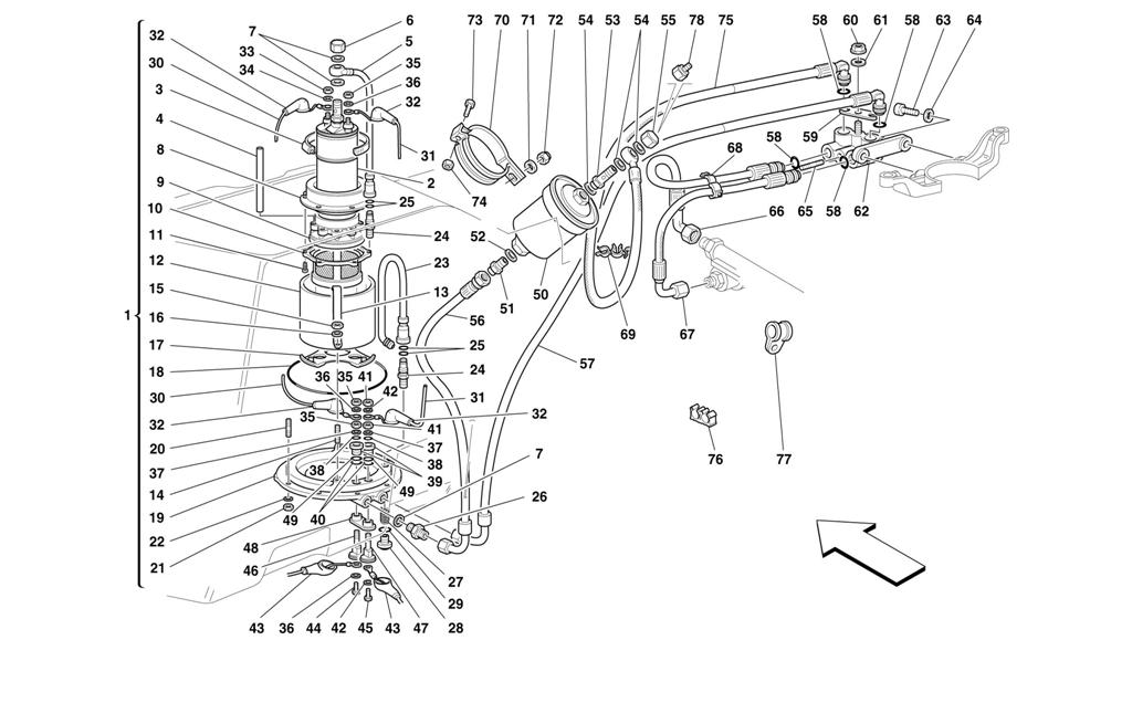FUEL PUMP AND PIPES -VALID FOR CARS WITH SINGLE FUEL PUMP-