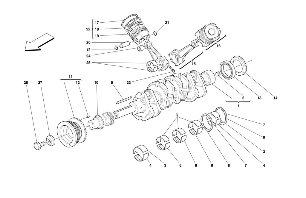 DRIVING SHAFT - CONNECTING RODS AND PISTONS