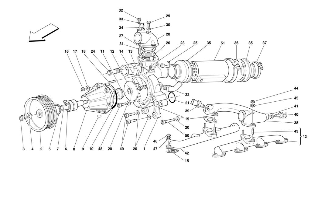 WATER PUMP AND OIL/WATER HEAT EXCHANGER