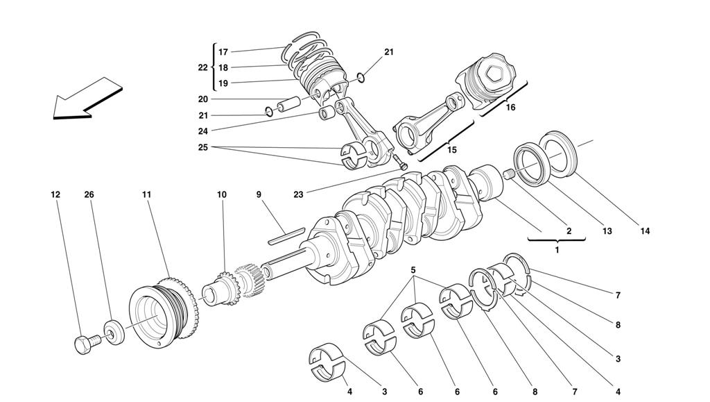 DRIVING SHAFT - CONNECTING RODS AND PISTONS
