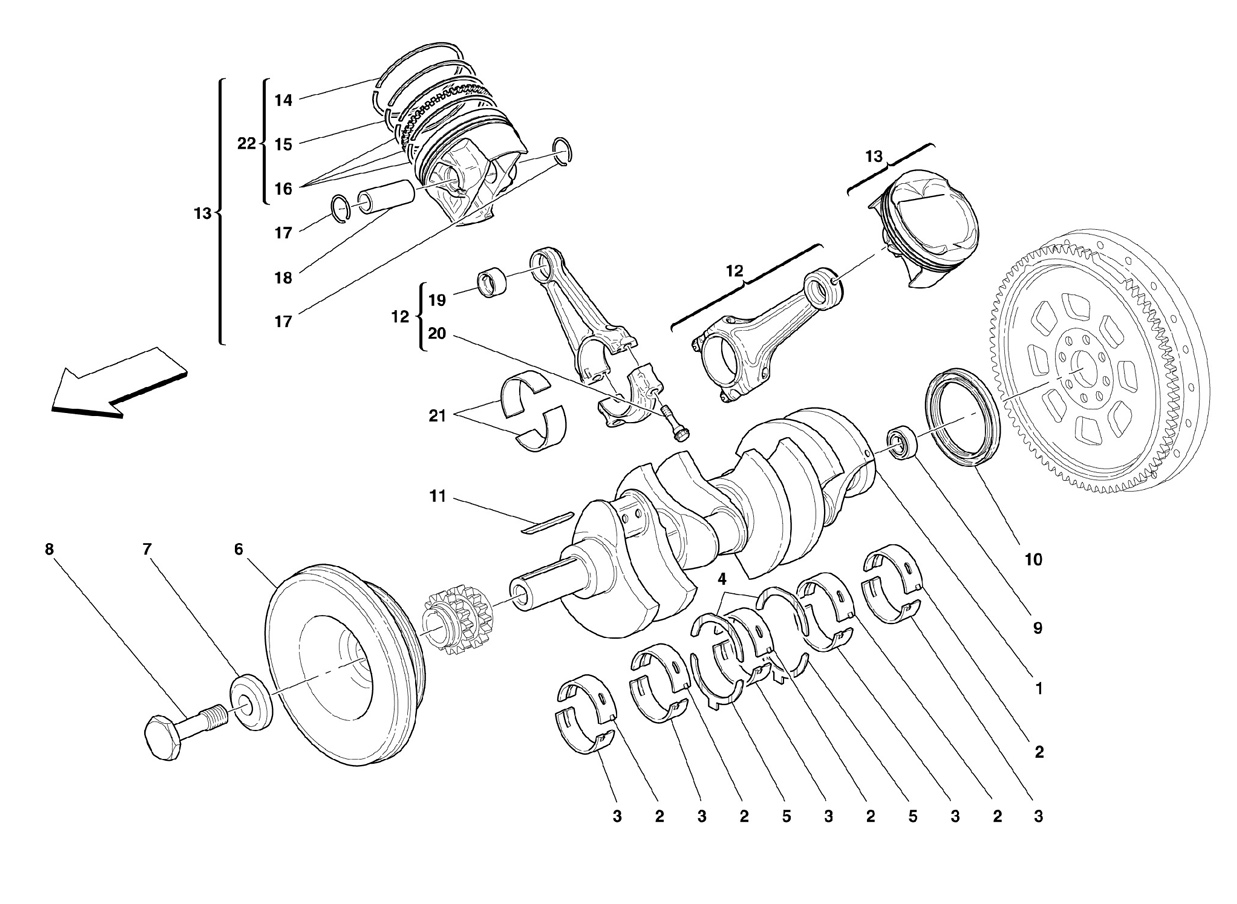  DRIVING SHAFT - CONNECTING RODS AND PIS
