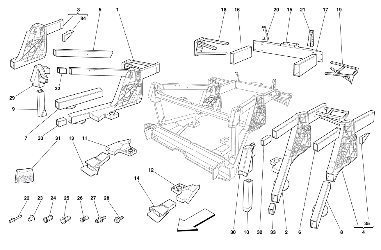  FRAME - REAR ELEMENTS SUB-GROUPS