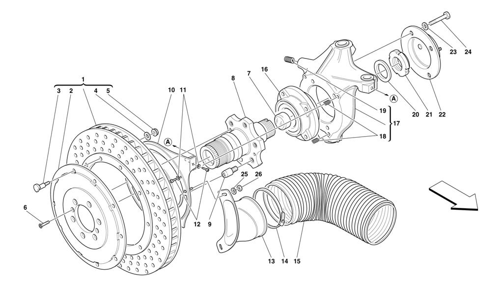 FRONT BRAKE DISC AND STEERING KNUCKLE