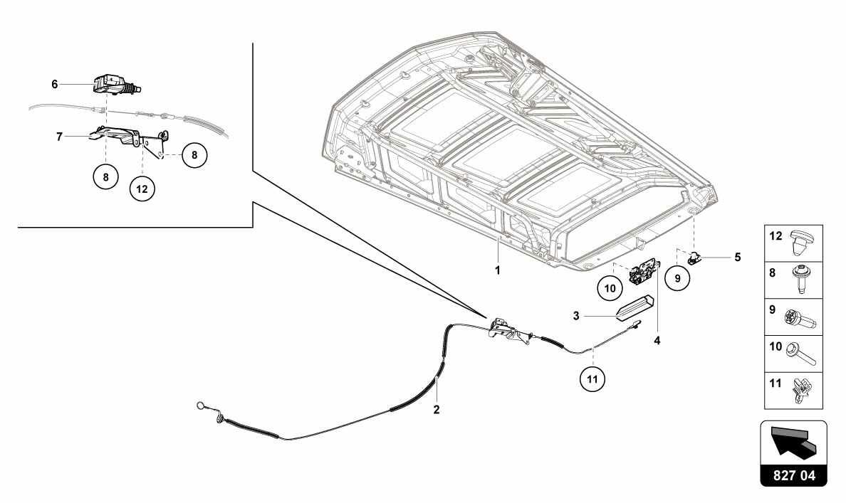 REAR HOOD-OPENING CABLE