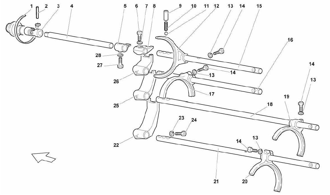GEARBOX SHIFTING RODS AND FORKS