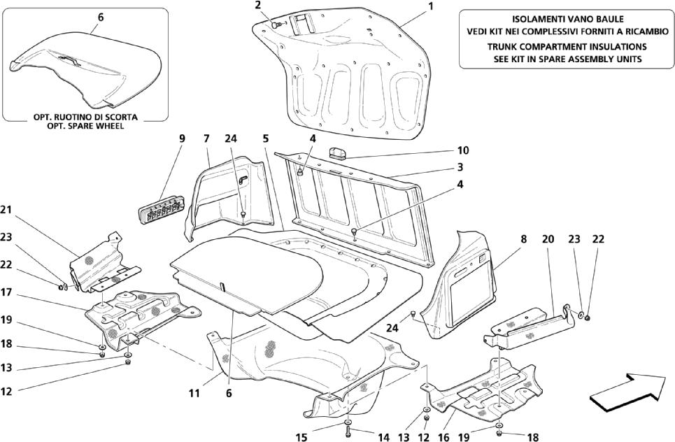 TRUNK HOOD COMPARTMENT TRIMS - AIR INLET AND HEATH SHIELDS