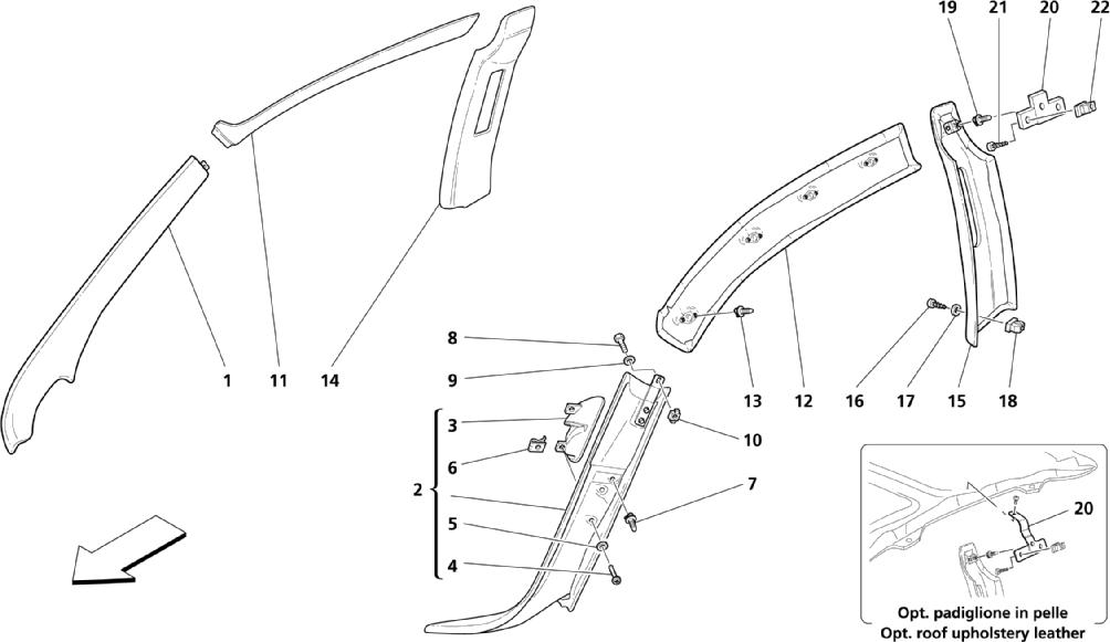 INNER COVERING - CENTRAL AND FRONT POST COVERING - SIDE RAIL COVER