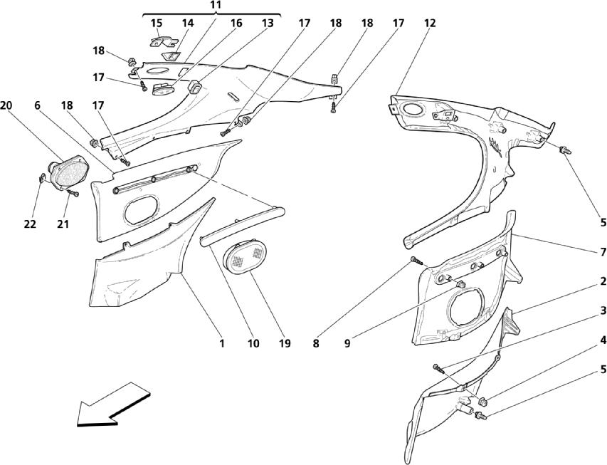 INNER COVERINGS - POST COVERING AND REAR MOULDING