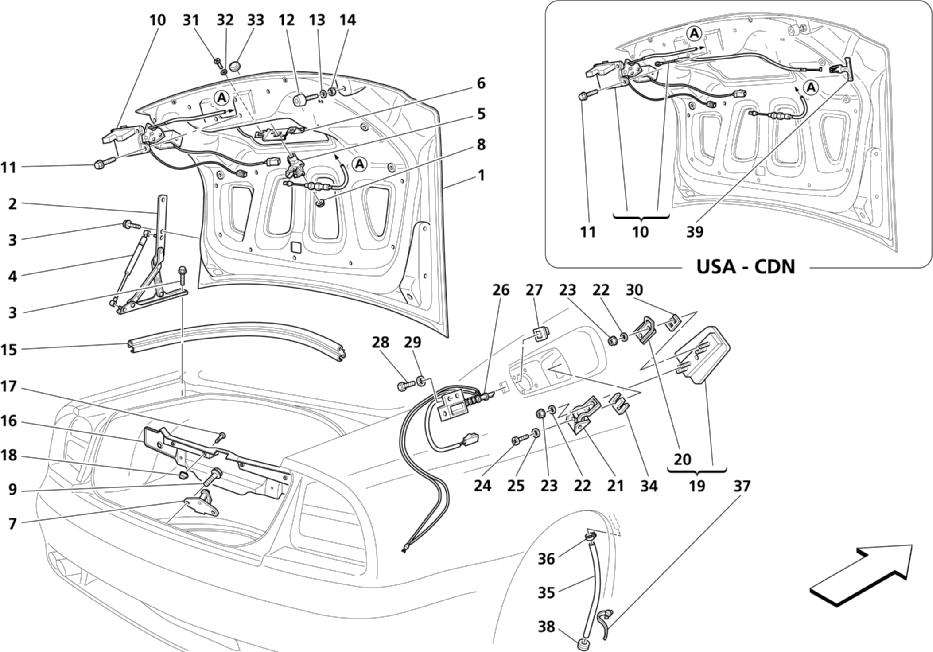 TRUNK HOOD BONNET AND GAS DOOR
