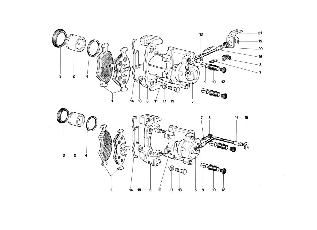 CALIPERS FOR FRONT AND REAR BRAKES (VALID FOR RHD-FOR LHD FROM CHASSIS NO. 43013)