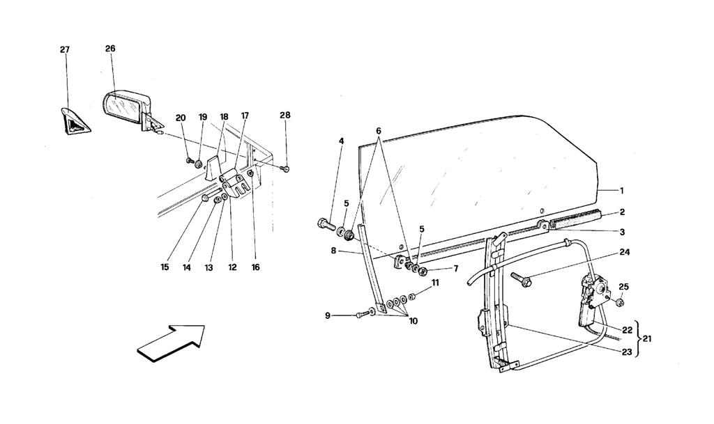 DOORS - COUPE - GLASS LIFTING DEVICE AND REAR MIRROR