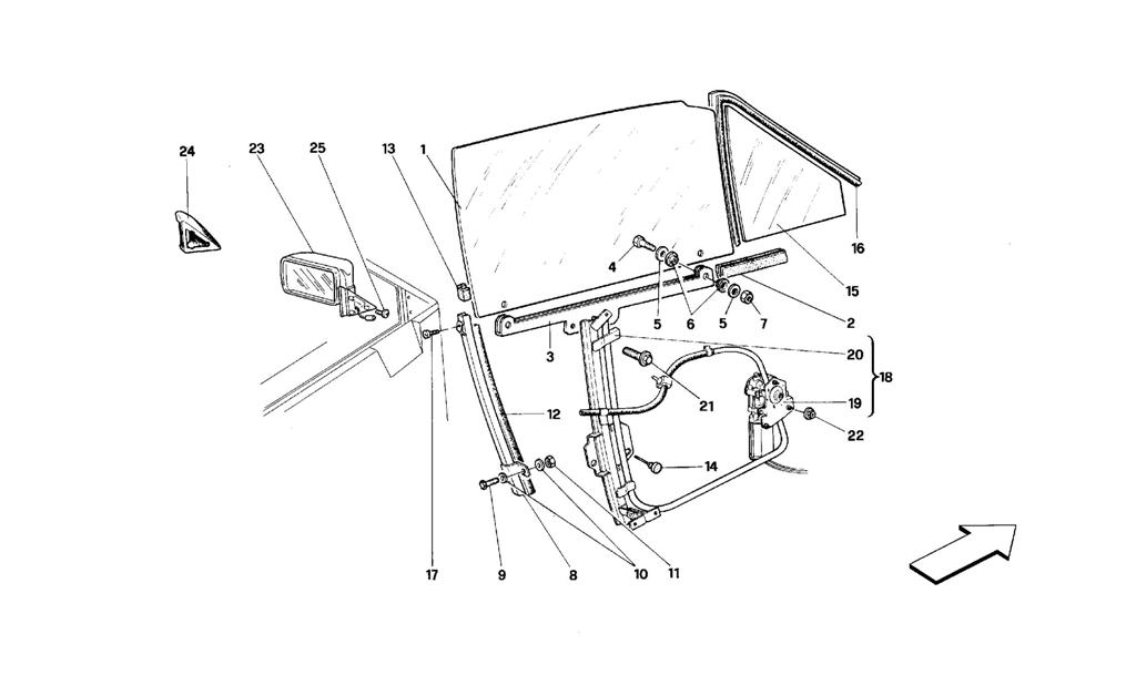 DOORS -CABRIOLET- GLASS LIFTING DEVICE AND REAR MIRROR
