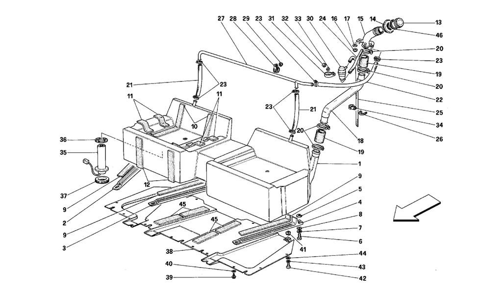 TANK AND FUEL VENT SYSTEMS -COUPE - NOT FOR CARS WITH CATALYST-