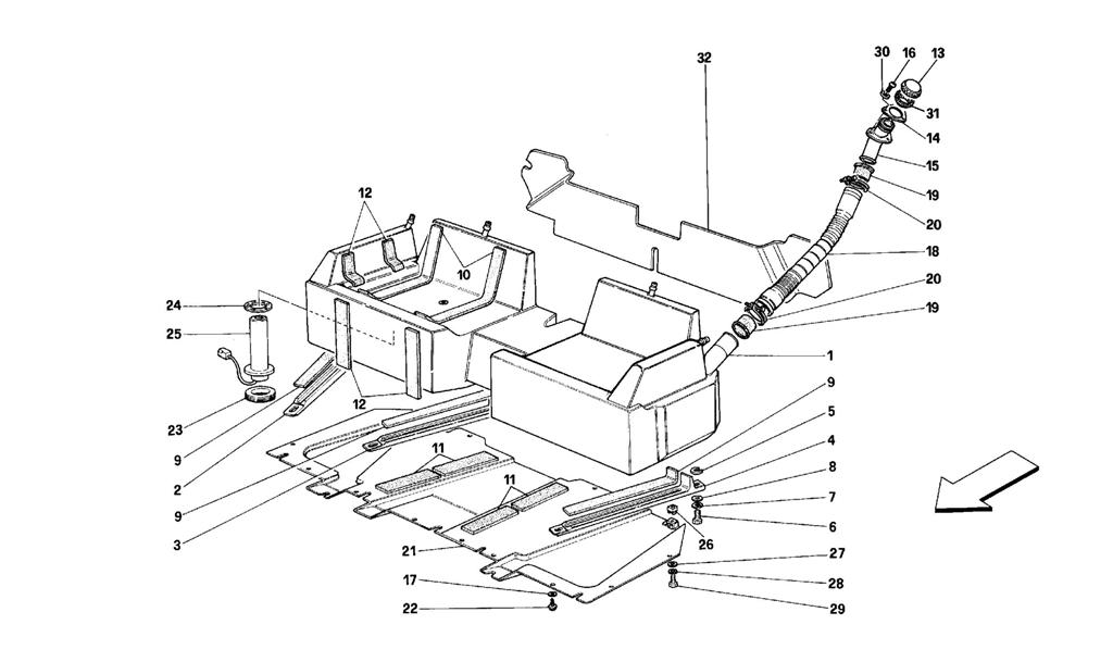 FUEL TANK -CABRIOLET - FOR CARS WITH CATALYSTS AND DE-CATALYSTS-