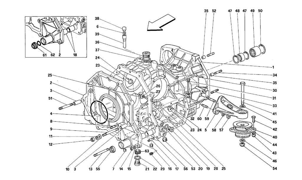 GEARBOX HOUSING AND INTERM. CASING -VALID FOR CARS WITH 4P