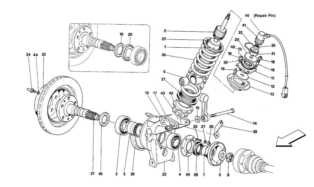 REAR SUSPENSION - SHOCK ABSORBER AND BRAKE DISC