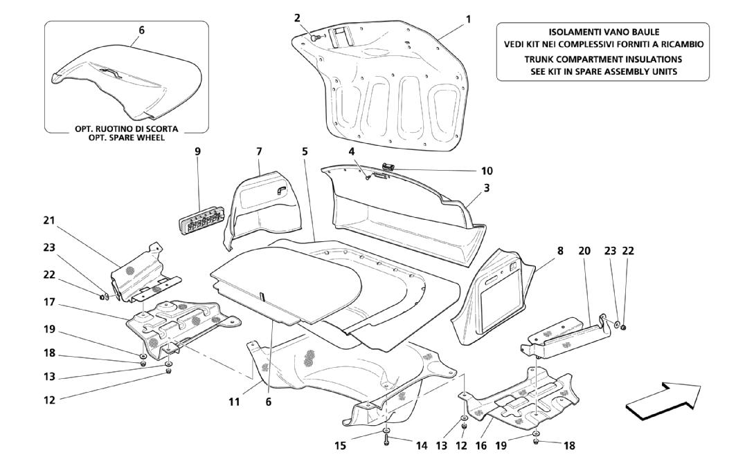TRUNK HOOD COMPARTMENT TRIMS - AIR INLET AND HEATH SHIELDS