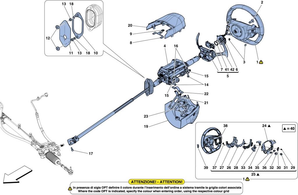 STEERING COLUMN, STEERING WHEEL AND DEVICES
