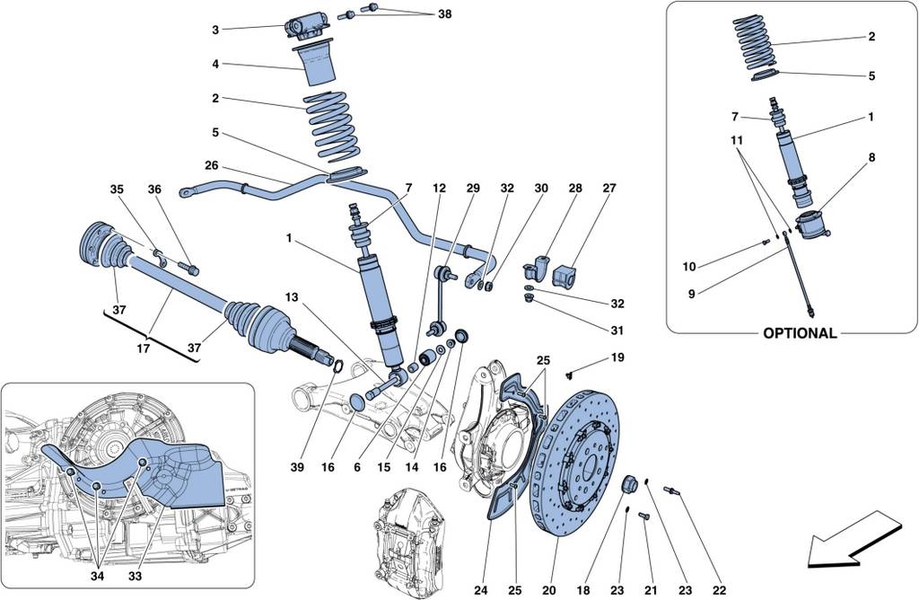 REAR SUSPENSION - SHOCK ABSORBER, AXLE SHAFT, AND BRAKE DISC