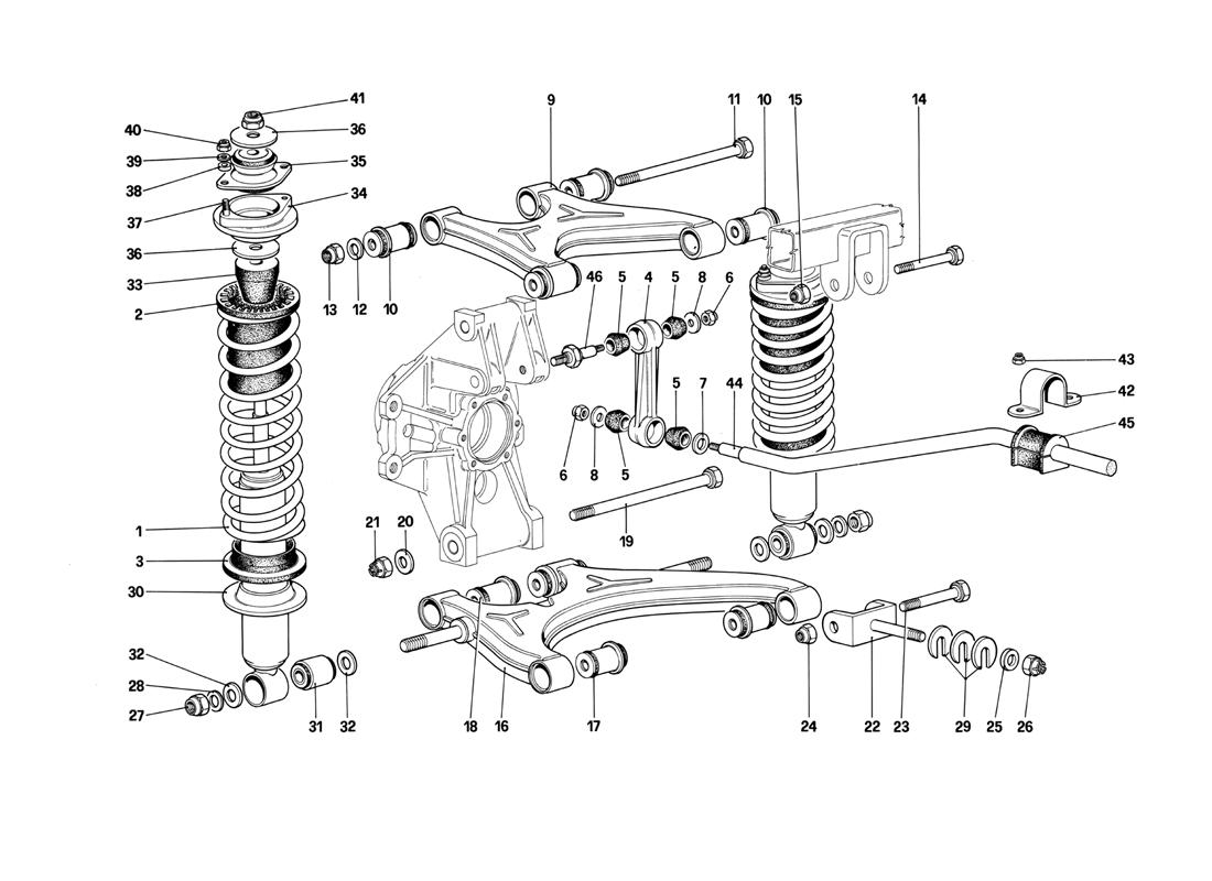 REAR SUSPENSION - WISHBONES AND SHOCK ABSORBERS (STARTING FROM CAR NO.75997)