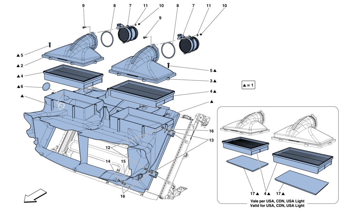 AIR FILTER, AIR INTAKE AND DUCTS