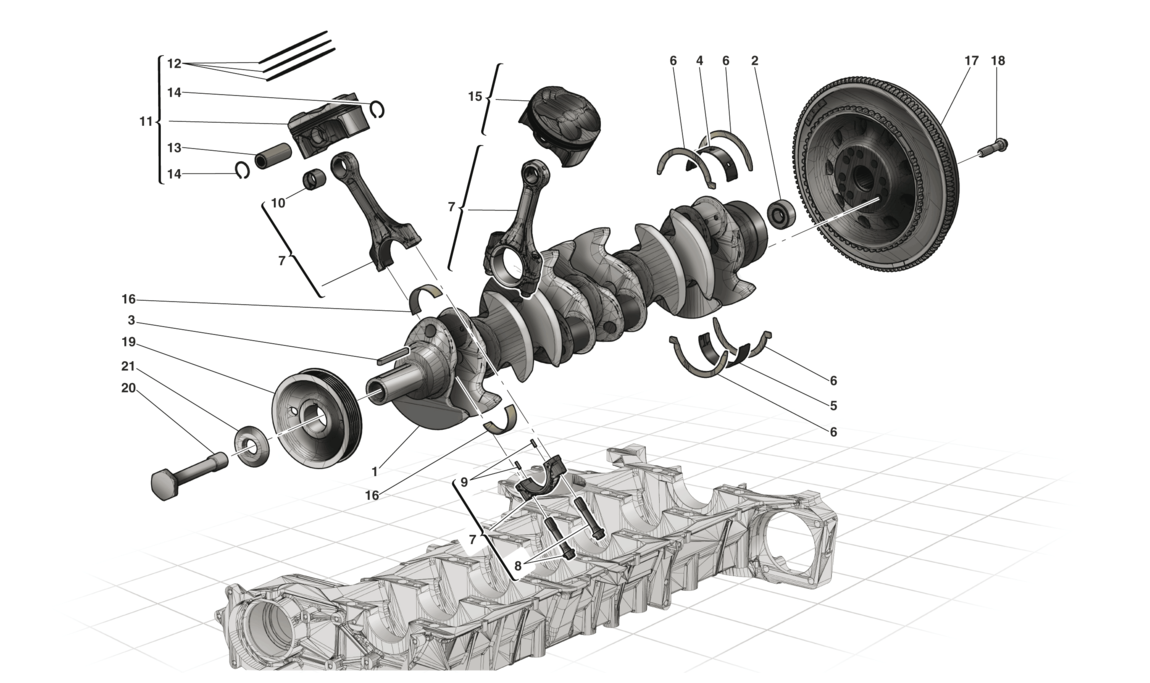CRANKSHAFT - CONNECTING RODS AND PISTONS