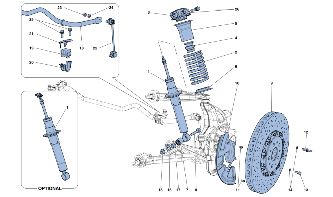 FRONT SUSPENSION - SHOCK ABSORBER AND BRAKE DISC